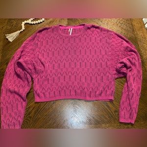 Free People pink cable knit sweater size Small